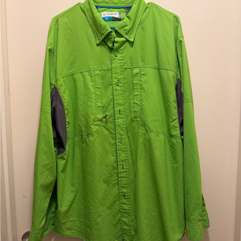 Magellan Outdoors Men's Lime Green Long-Sleeve Performance Shirt Jacket